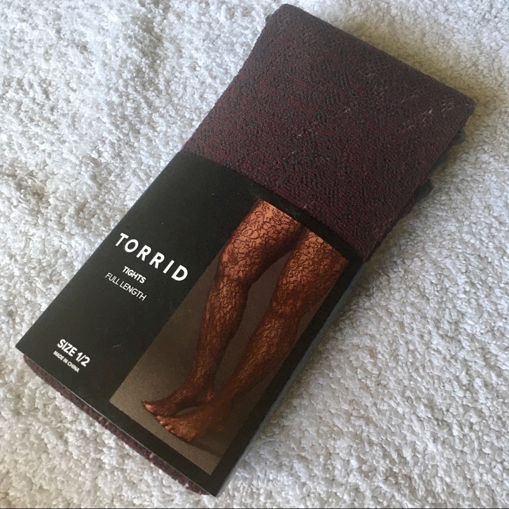 Grey/Wine Lace Full Length Tights